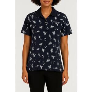 Kenneth Casuals Navy Tropical Polo Shirt Size Medium